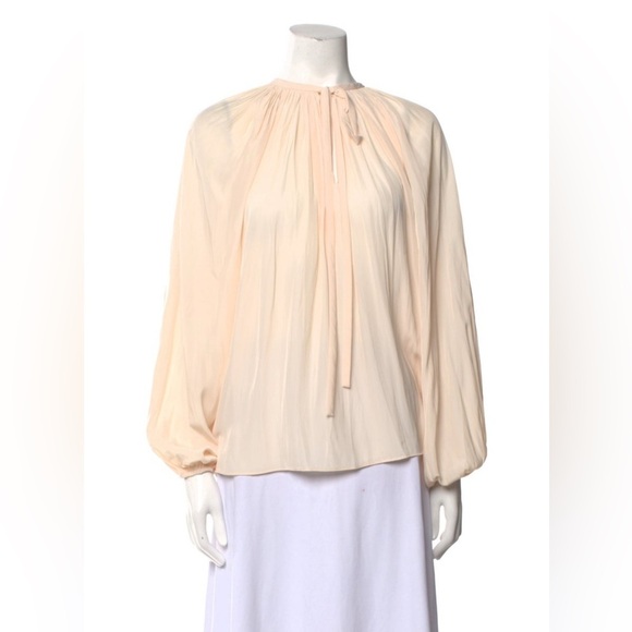 Ramy Brook Tops - Ramy Brook Cream Blouse with Tie Front and Voluminous Sleeves